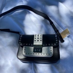 Black and White Micheal Kors Leather Shoulder Bag